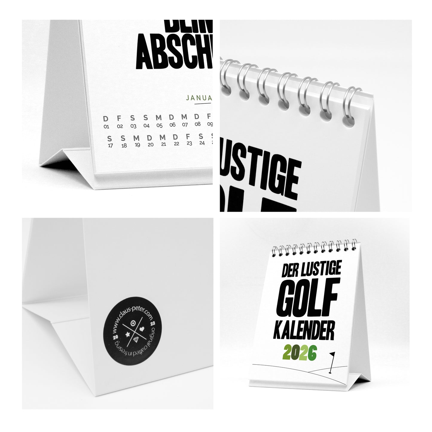Kleiner lustiger Golfkalender 2026 mit Sprüchen und Illustrationen - Witziges Geschenk für Golfer - Tischkalender zum Aufstellen - DIN A6