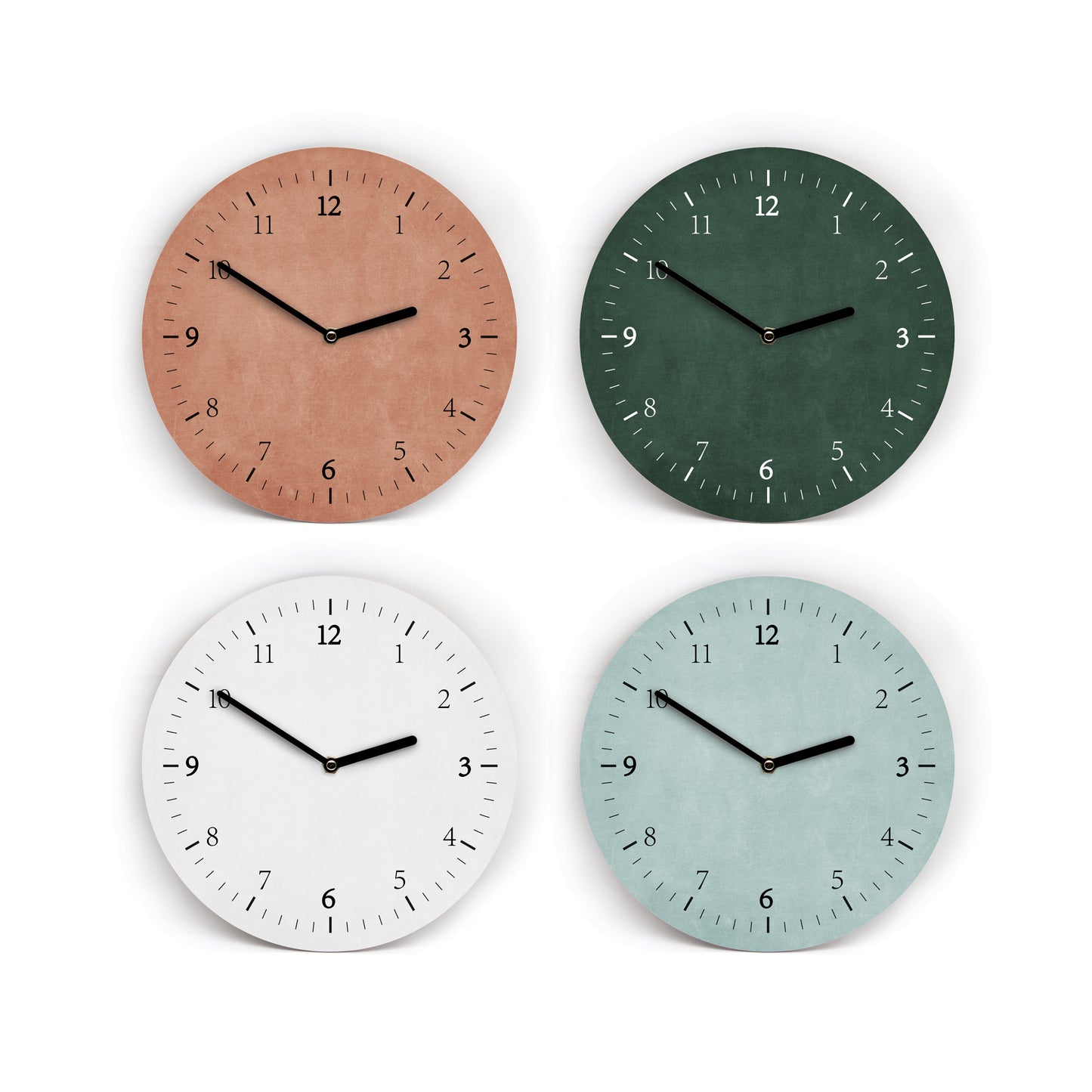 Einfarbige Wanduhr mit Strichen und Zahlen - 16 moderne Farben zur Auswahl - 3 verschiedene Größen - Von Mini bis Groß - Leises Uhrwerk