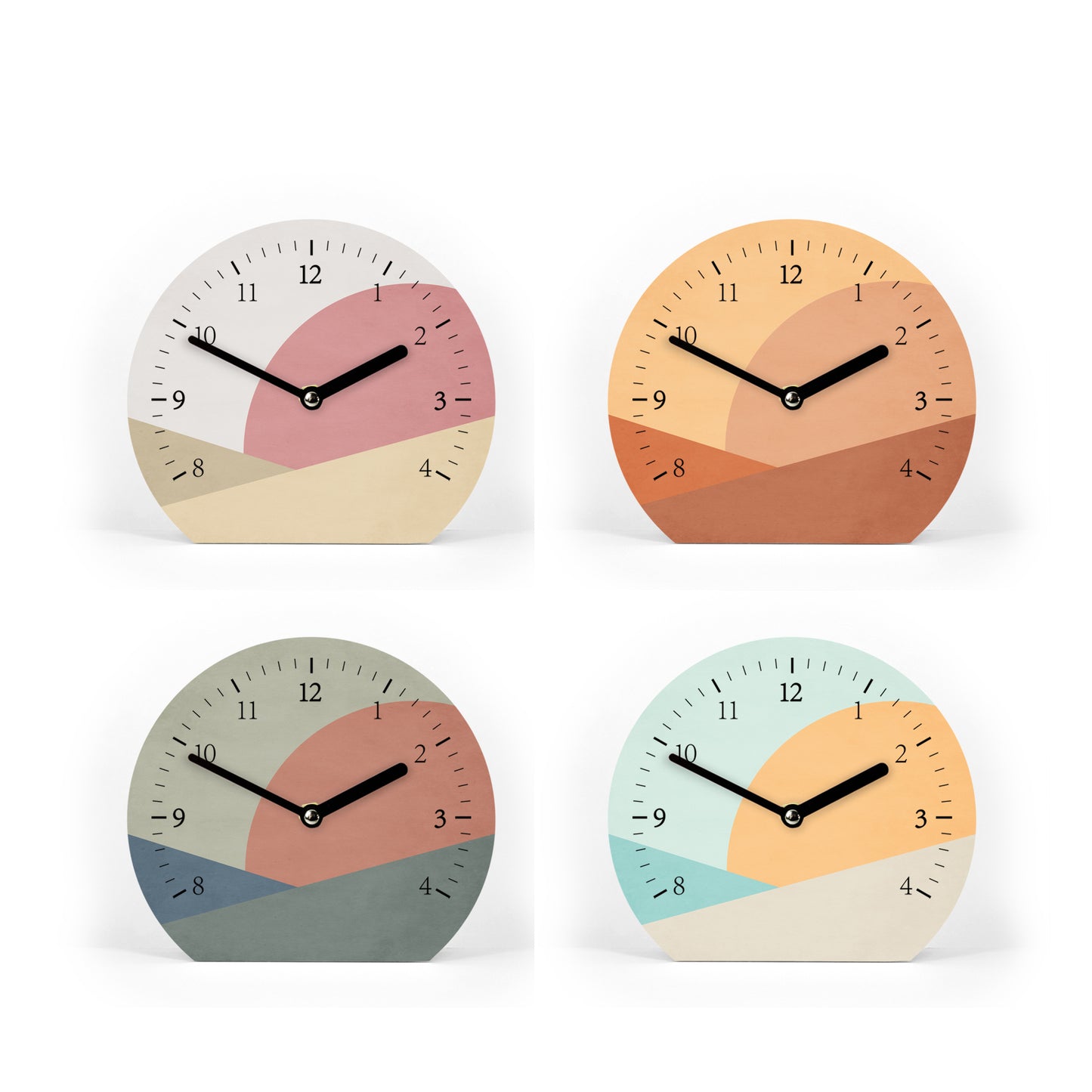Tischuhr Sunset - Mit und ohne Striche und Zahlen - Minimalistischer Sonnenuntergang - Farbvarianten - 3 Größen - Leises Uhrwerk