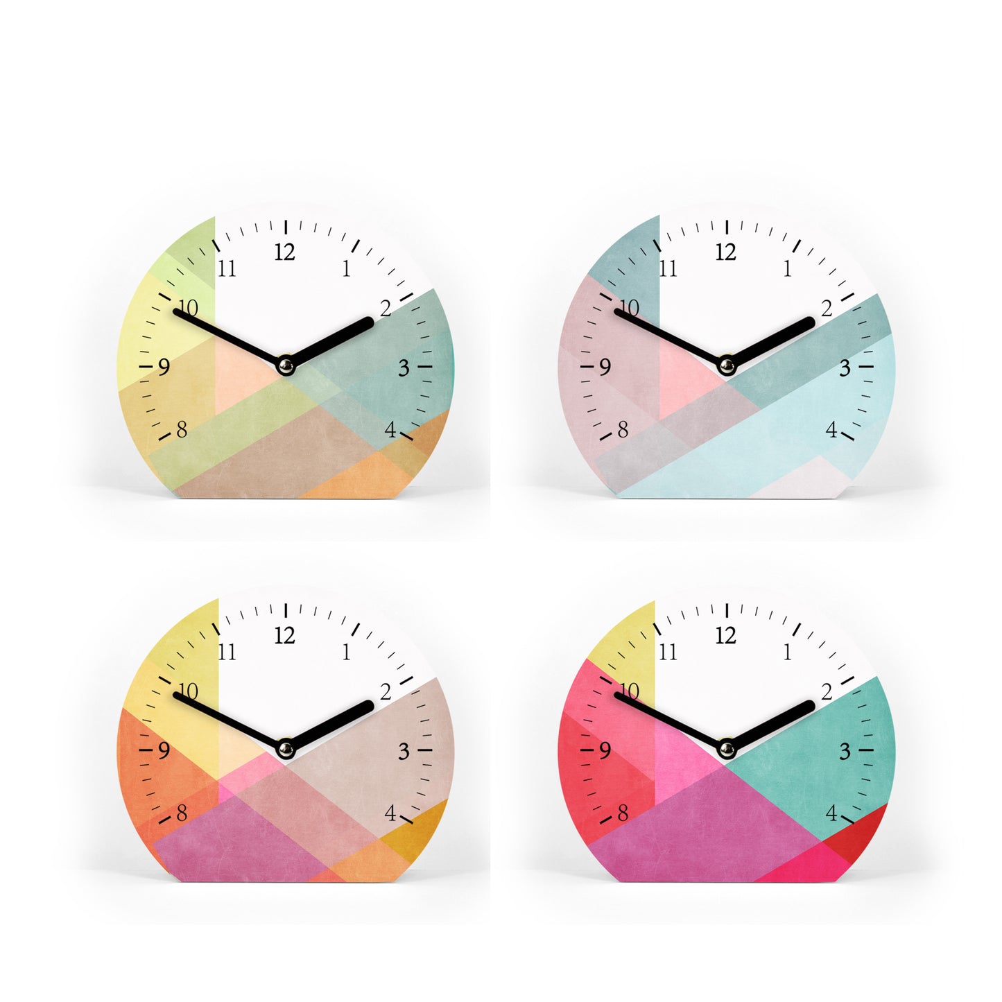 Tischuhr in modernen Farben mit und ohne Zahlen Zahlen - Overlay Design - 4 Muster zur Auswahl - 3 Größen - Mini bis Groß - Leises Uhrwerk