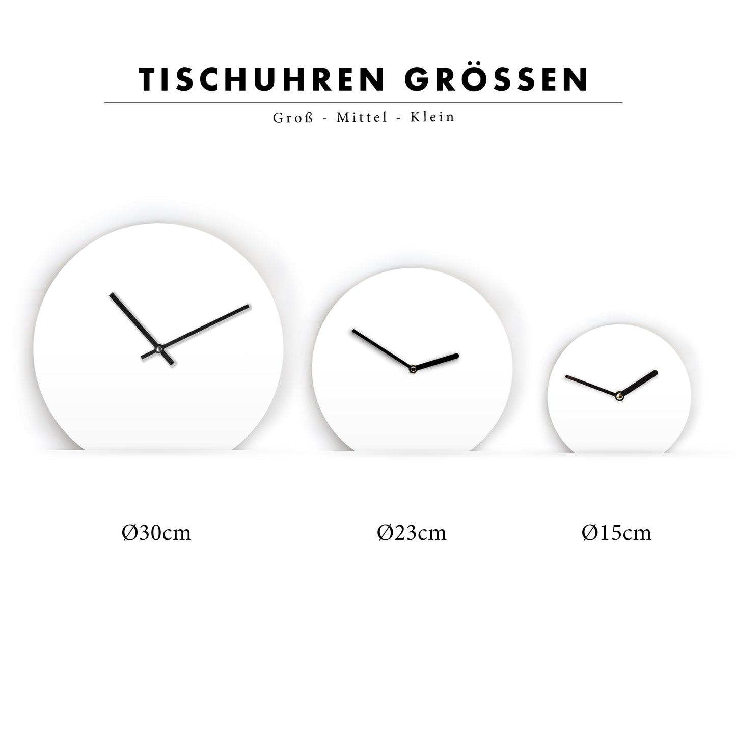 Tischuhr Sunset - Mit und ohne Striche und Zahlen - Minimalistischer Sonnenuntergang - Farbvarianten - 3 Größen - Leises Uhrwerk