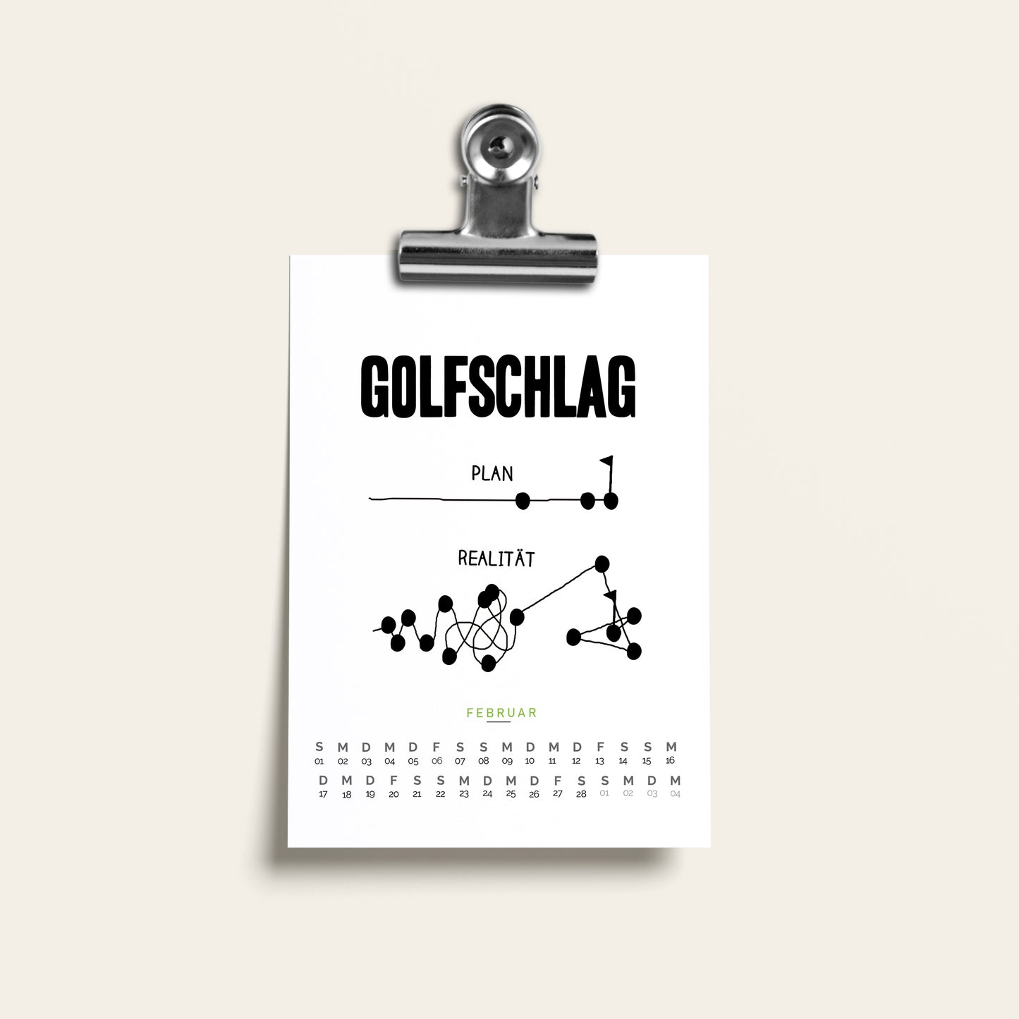 Lustiger Golfkalender 2026 mit Sprüchen und Illustrationen - Tischkalender oder Wandkalender in 3 Größen - Witziges Geschenk für Golfer