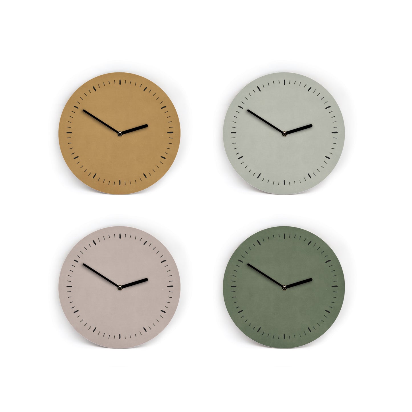 Wanduhr in 6 gedeckten Japandi Farben - Auswahl - Mit und ohne Striche und Zahlen - 3 Größen von Mini bis Groß - Leises Uhrwerk