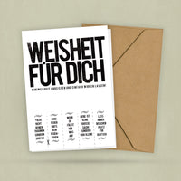 Abreisskarte - Weisheit für Dich - Schlauen Spruch für Zwischendurch - Kurz Nachdenken - Lustige Karte - Mit Namen - 2 Karten - 1 Umschlag