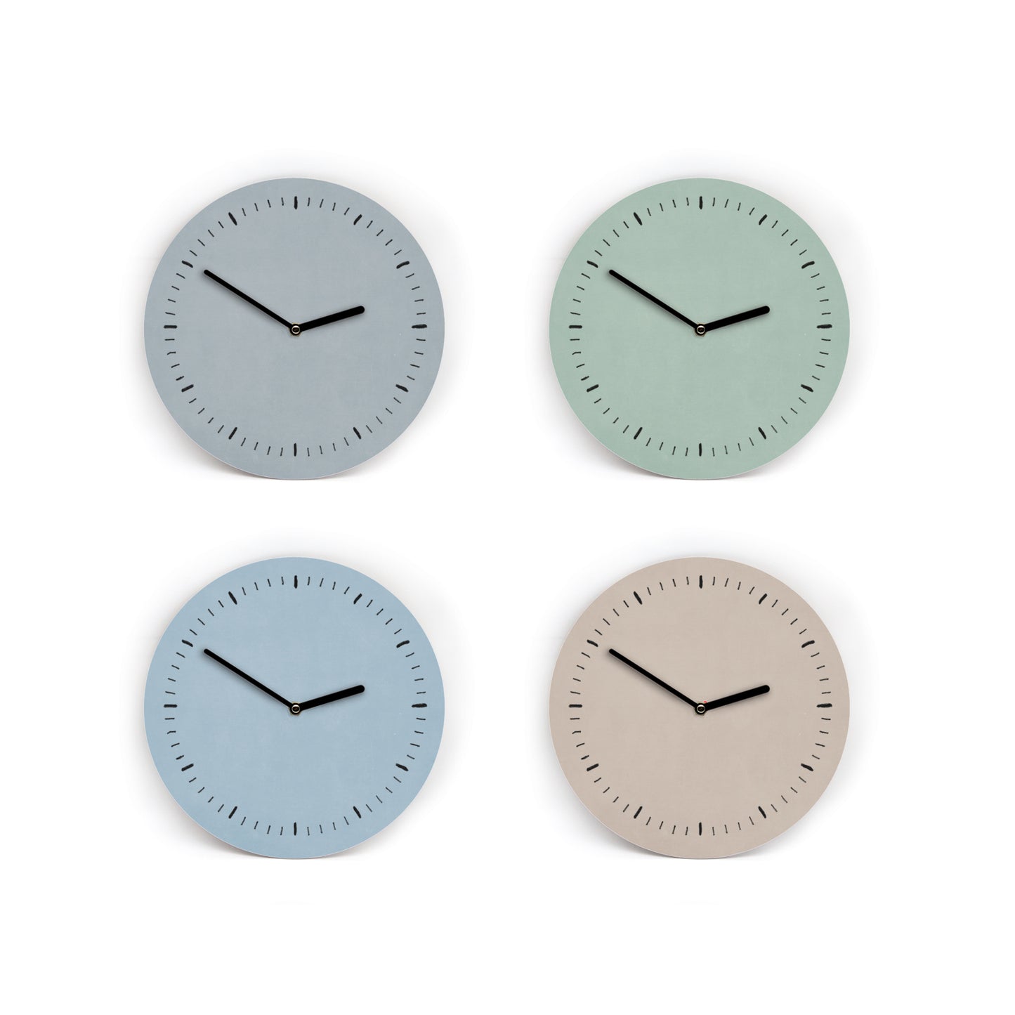 Wanduhr in 8 skandinavischen Farbtönen - Auswahl nordisch kühl - Mit und ohne Striche und Zahlen - 3 Größen von Mini bis Groß - Leises Uhrwerk