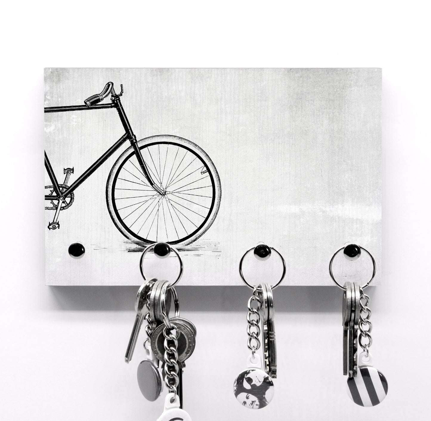Kultiges Schlüsselbrett mit Bike Motiv - Retro Fahrrad Design - Für Haus- und Fahrradschlüssel - Fahrrad Fans - Velo - Hakenanzahl Variabel
