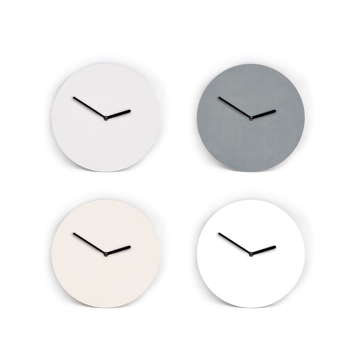 Wanduhr in 6 Weiß- und Grautönen - Auswahl - Mit und ohne Striche und Zahlen - 3 Größen von Mini bis Groß - Leises Uhrwerk