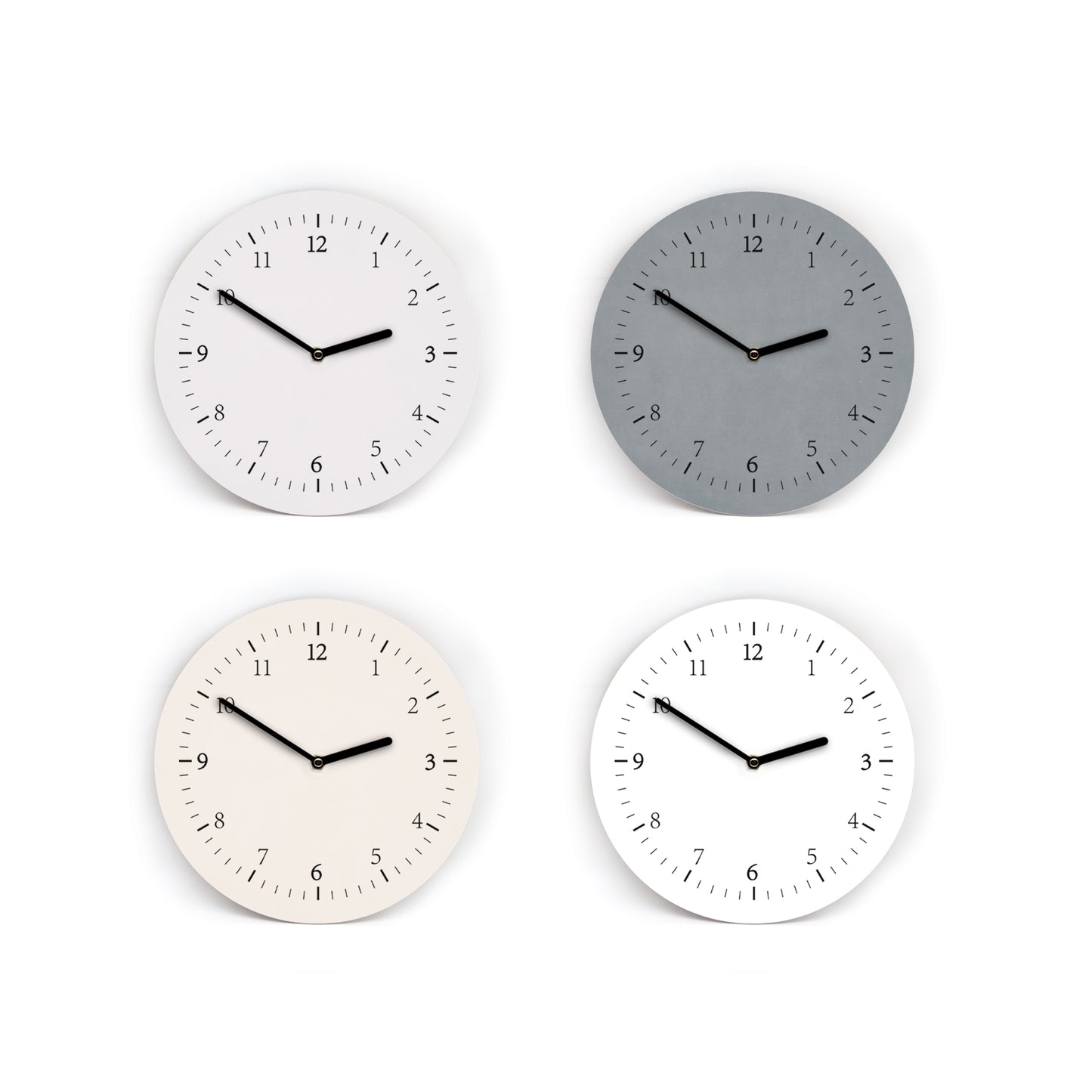 Wanduhr in 6 Weiß- und Grautönen - Auswahl - Mit und ohne Striche und Zahlen - 3 Größen von Mini bis Groß - Leises Uhrwerk