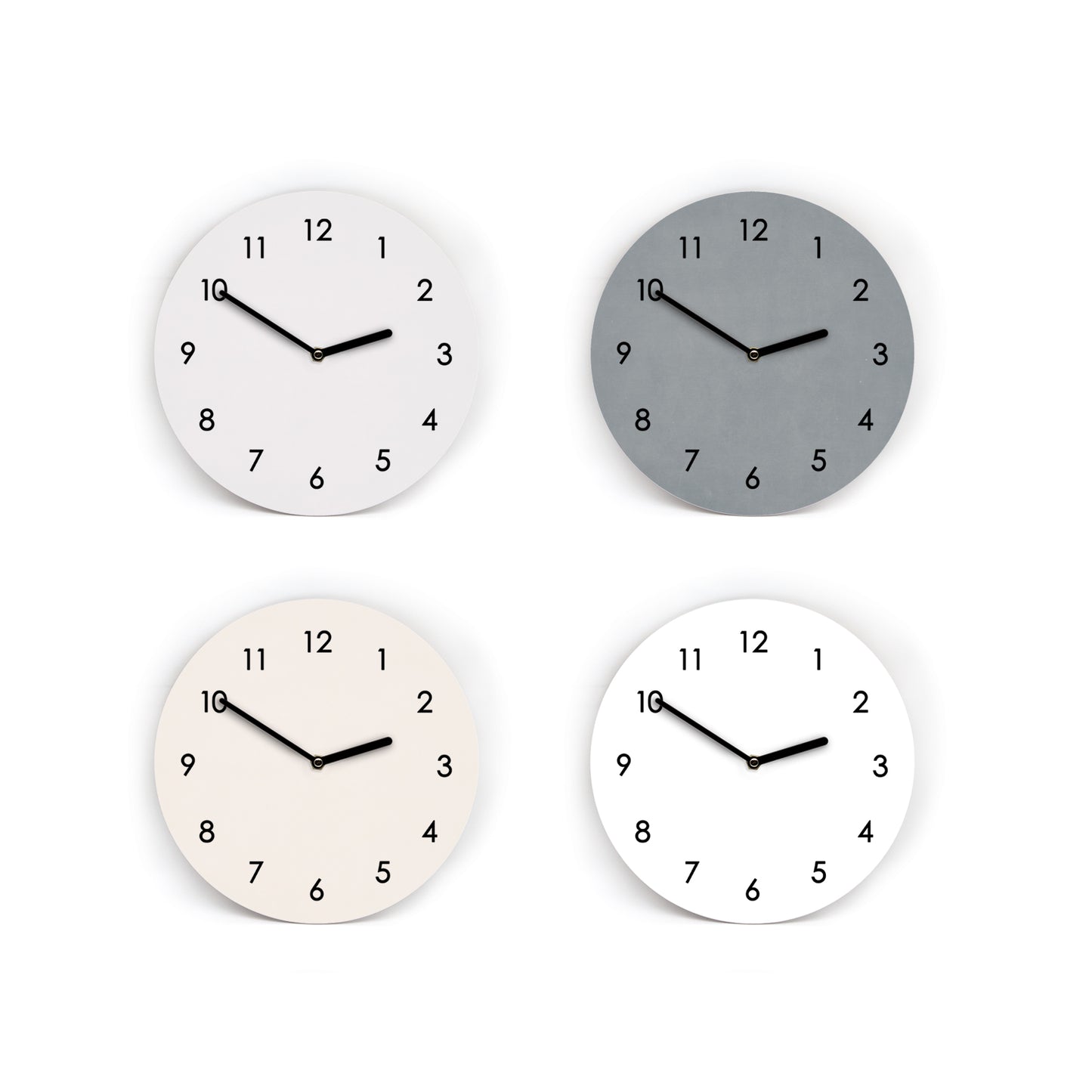 Wanduhr in 6 Weiß- und Grautönen - Auswahl - Mit und ohne Striche und Zahlen - 3 Größen von Mini bis Groß - Leises Uhrwerk