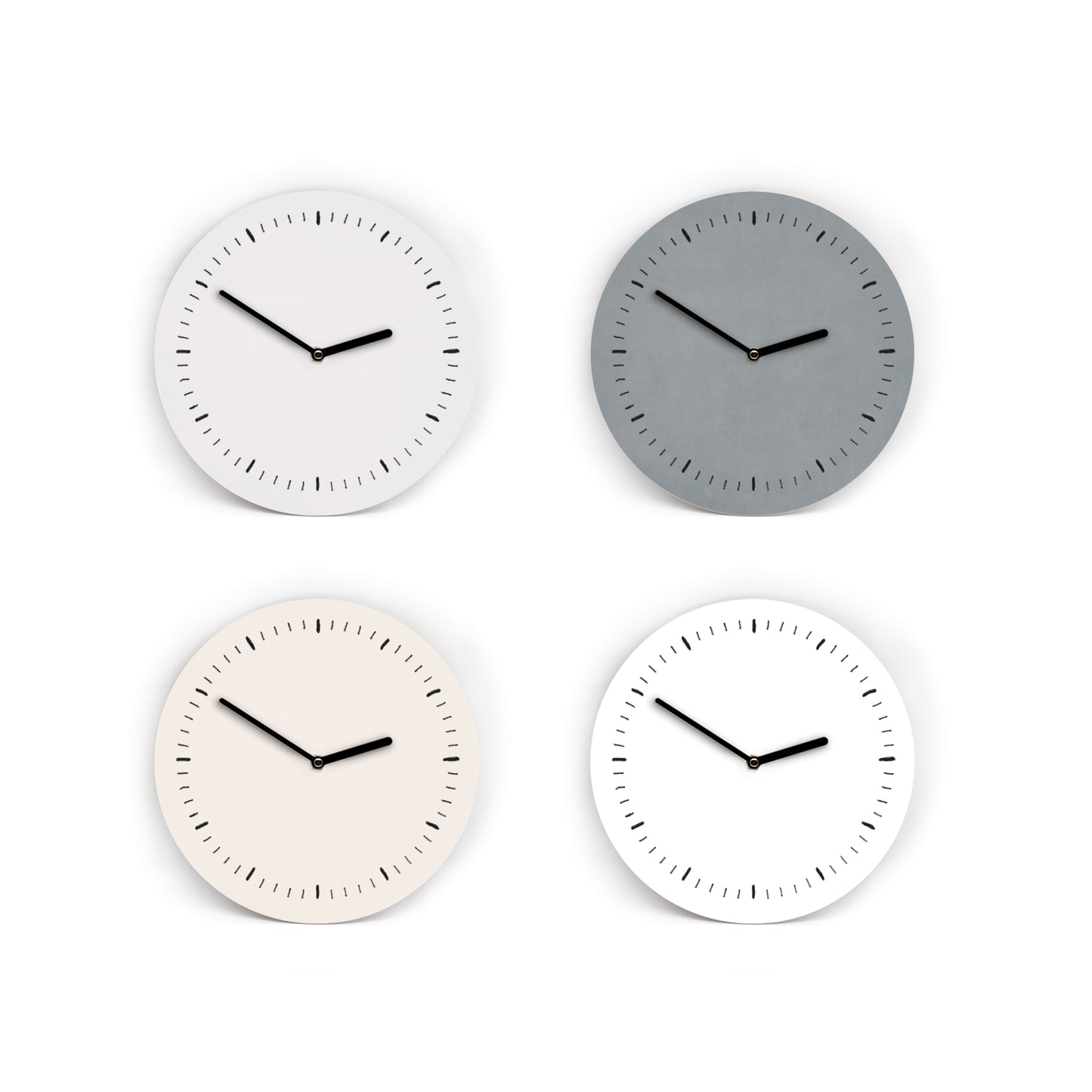 Wanduhr in 6 Weiß- und Grautönen - Auswahl - Mit und ohne Striche und Zahlen - 3 Größen von Mini bis Groß - Leises Uhrwerk
