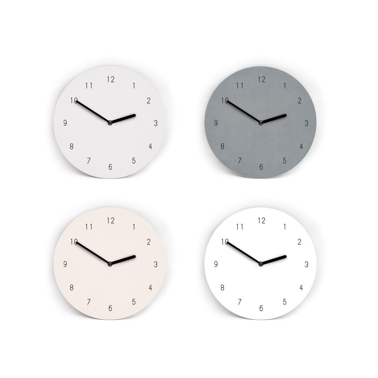 Wanduhr in 6 Weiß- und Grautönen - Auswahl - Mit und ohne Striche und Zahlen - 3 Größen von Mini bis Groß - Leises Uhrwerk