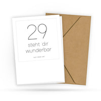 Charmante Ü30 Geburtstagskarte - 29 steht dir wunderbar auch dieses Jahr - Bisschen freche aber witzige Postkarte - 2 Karten und 1 Umschlag