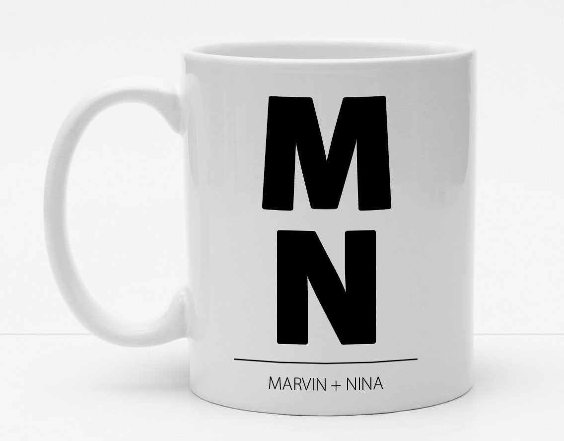Personalisierbare Tasse mit Initialien Anfangsbuchstaben - Big Letters - 325ml - Handmade