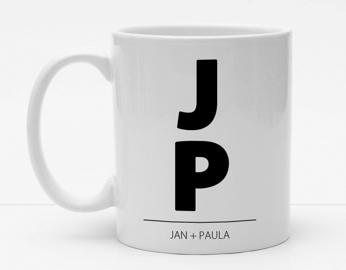 Personalisierbare Tasse mit Initialien Anfangsbuchstaben - Big Letters - 325ml - Handmade