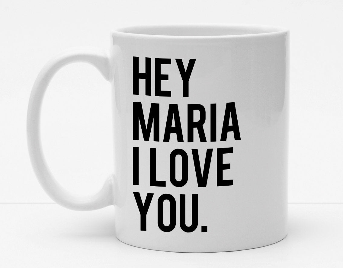 Personalisierbare Tasse mit Namen - Hey I Love You - 325ml - Handmade