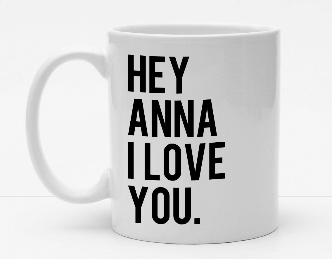 Personalisierbare Tasse mit Namen - Hey I Love You - 325ml - Handmade