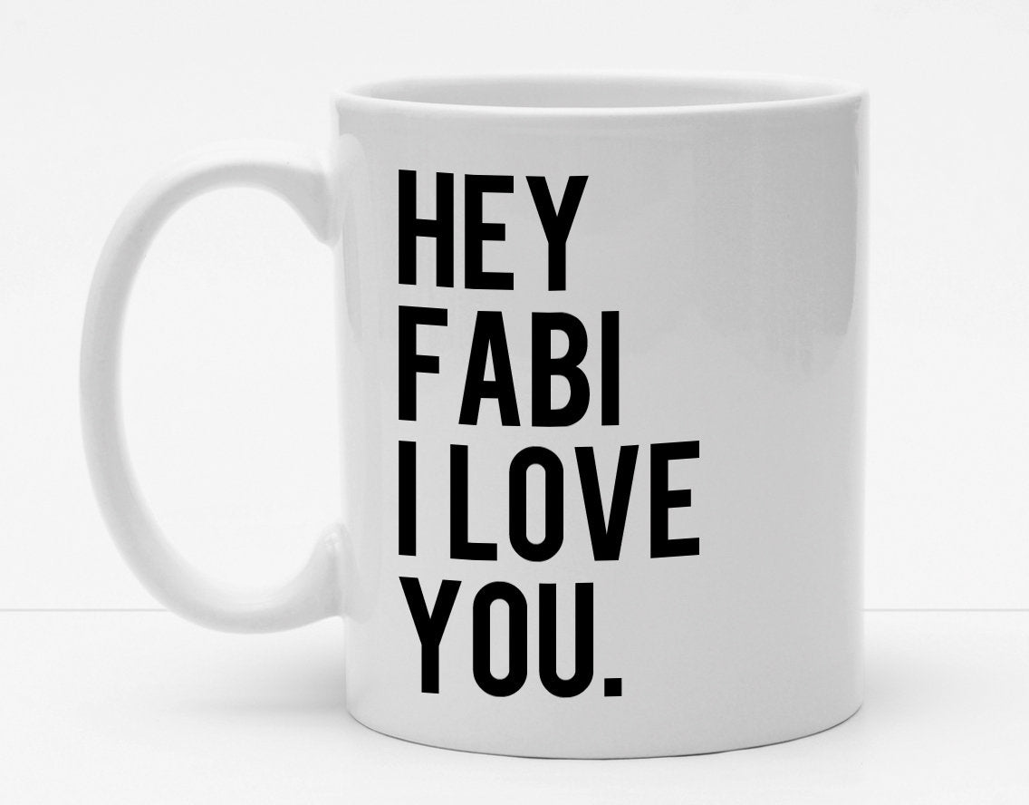 Personalisierbare Tasse mit Namen - Hey I Love You - 325ml - Handmade