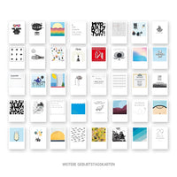 Stylische Postkarte - Blue - Unverfängliche Grußkarte - Neutral - Brief - Mini Print - Minimal Design - 2 Karten und 1 Briefumschlag
