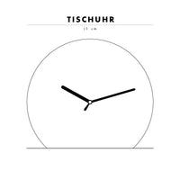 Minimalistische Tischuhr - Verschiedene Striche auf Ziffernplatt optional - 19 Farben für die Uhr wählbar - Uhr zum Hinstellen - Leise - 15cm