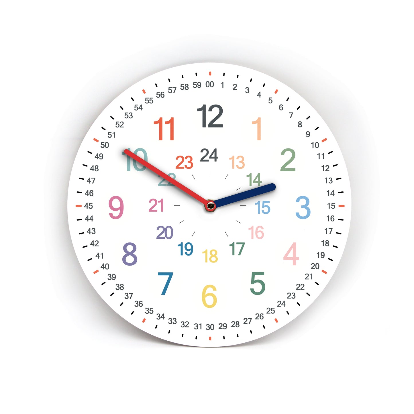 Kinder Lehruhr für die Wand - 24 Std. Format - Große Zahlen - Die Uhr verstehen - Ohne Ticken - 3 Größen - Sinnvolles Geschenk