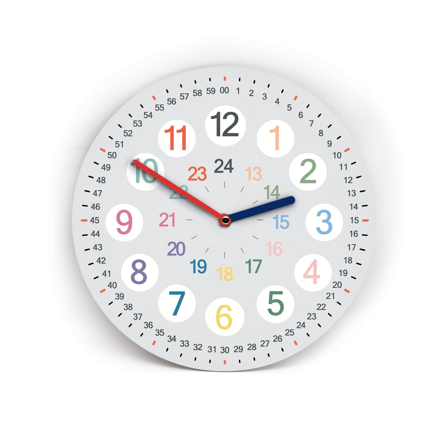 Kinder Lehruhr für die Wand - 24 Std. Format - Große Zahlen - Die Uhr verstehen - Ohne Ticken - 3 Größen - Sinnvolles Geschenk