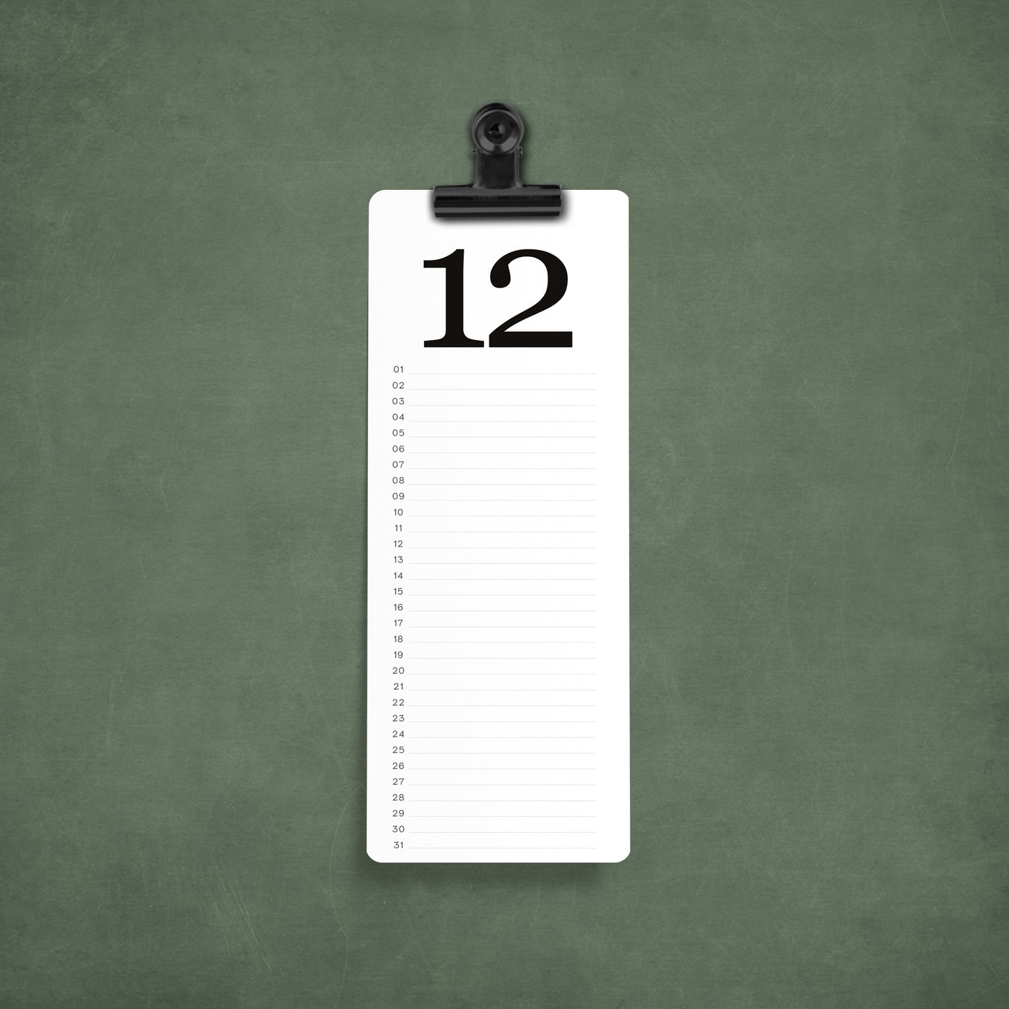 Kalender - Immerwährend - Längliches Format - Geburtstagskalender - Typografisch - Schwarzweiß - Mit Klammer oder Spiralbindung - Halb DINA4