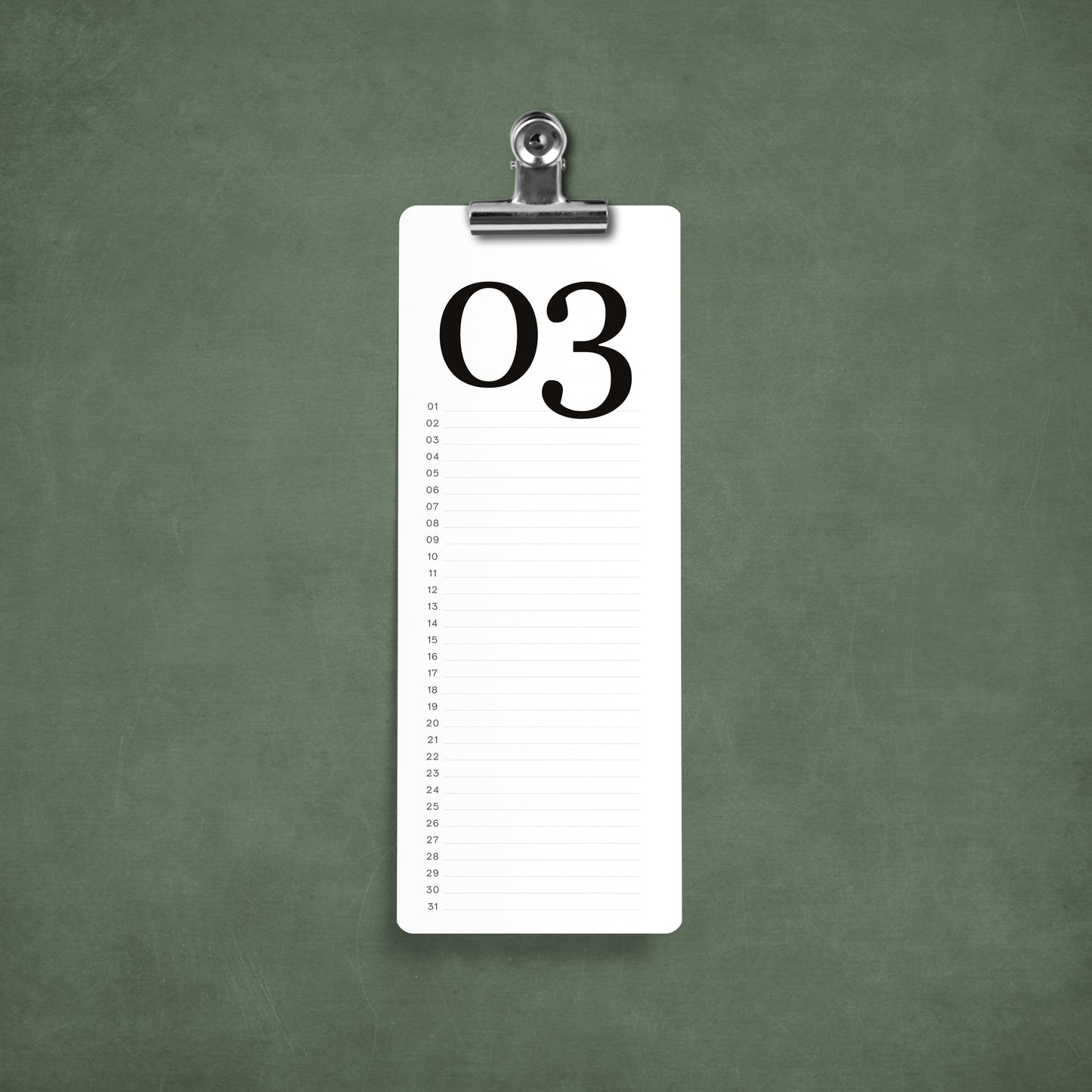Kalender - Immerwährend - Längliches Format - Geburtstagskalender - Typografisch - Schwarzweiß - Mit Klammer oder Spiralbindung - Halb DINA4