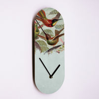 Schicke Uhrform - Retro Birds Zeichnung - Türkis - Bunte Vögel -Floral - Ziffernblatt - 2 verschiedene Größen - Leises Uhrwerk - Handmade Schnelle Lieferung! Erhalte es am