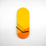 Schicke Uhrform - Schickes Wanduhr Design - Orange Layer - Gelbtöne - Geometrisch - Ziffernblatt - 2 Größen - Leises Uhrwerk - Handmade