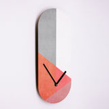 Schicke Uhrform - Schickes Wanduhr Design - Red Layer - Rot Rosa Grau Weiß - Geometrisch - Ziffernblatt - 2 Größen - Sehr Leise - Handmade
