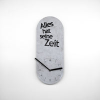 Besondere Uhrform - Alles hat seine Zeit - Typo Design - Wanduhr mit Message - Grau - 2 verschiedene Größen - Leises Uhrwerk - Handmade