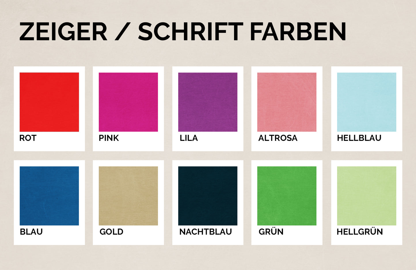Wanduhr COLORFUL - Gestalte alle Farben auf der Uhr selbst - Zeiger Zahlen Hintergrund - Moderne Farbauswahl - Leises Uhrwerk - 3 Größen