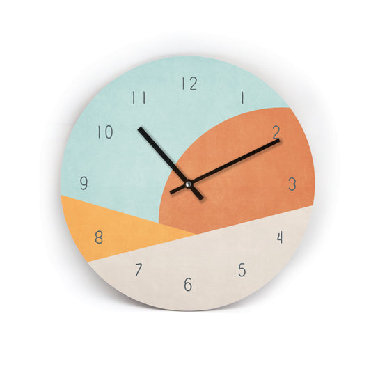 Wanduhr mit Boho Motive - Landscape - Natur und Erdfarben - Sanftes Beige Braun - Gemütliche Deko - 3 verschiedene Größen - Viele Varianten zur Auswahl