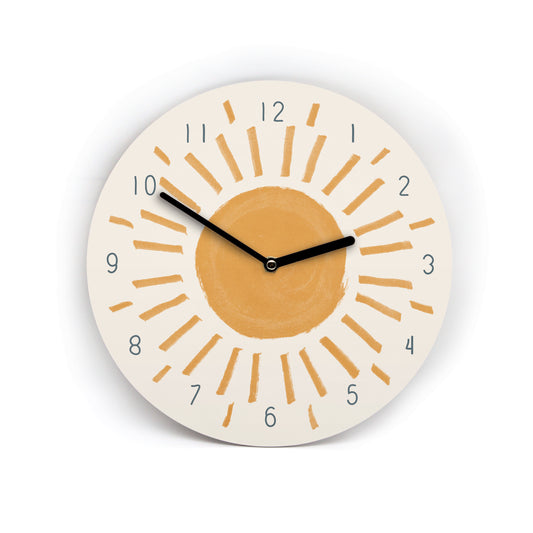 Wanduhr mit Boho Motive - Sonne - Natur und Erdfarben - Sanftes Beige Braun - Gemütliche Deko - 3 verschiedene Größen - Viele Varianten zur Auswahl