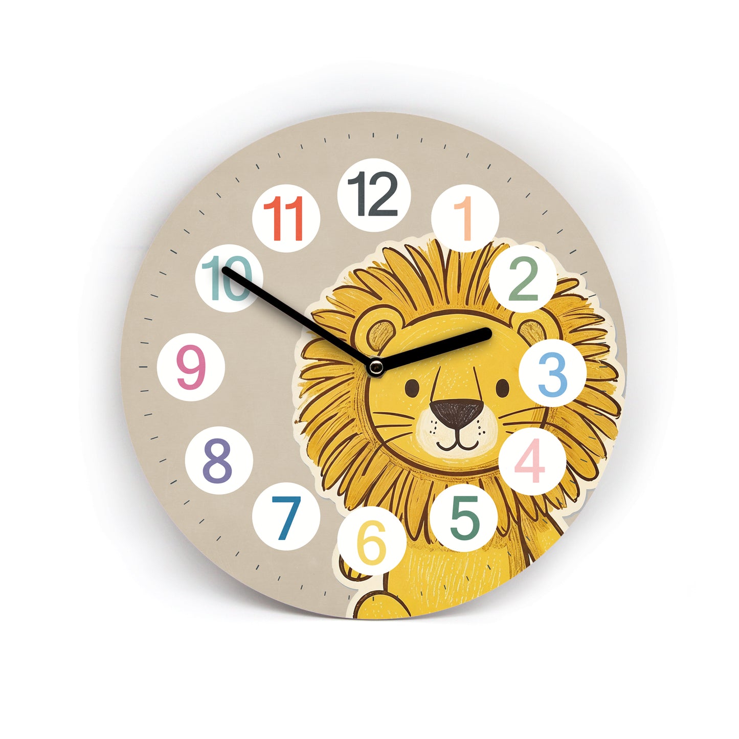 Kinder Wanduhr Löwe - Ohne Ticken - mit Namen - 3 Größen 20 Farben zur Auswahl - Kinderzimmer Uhr - Große Zahlen