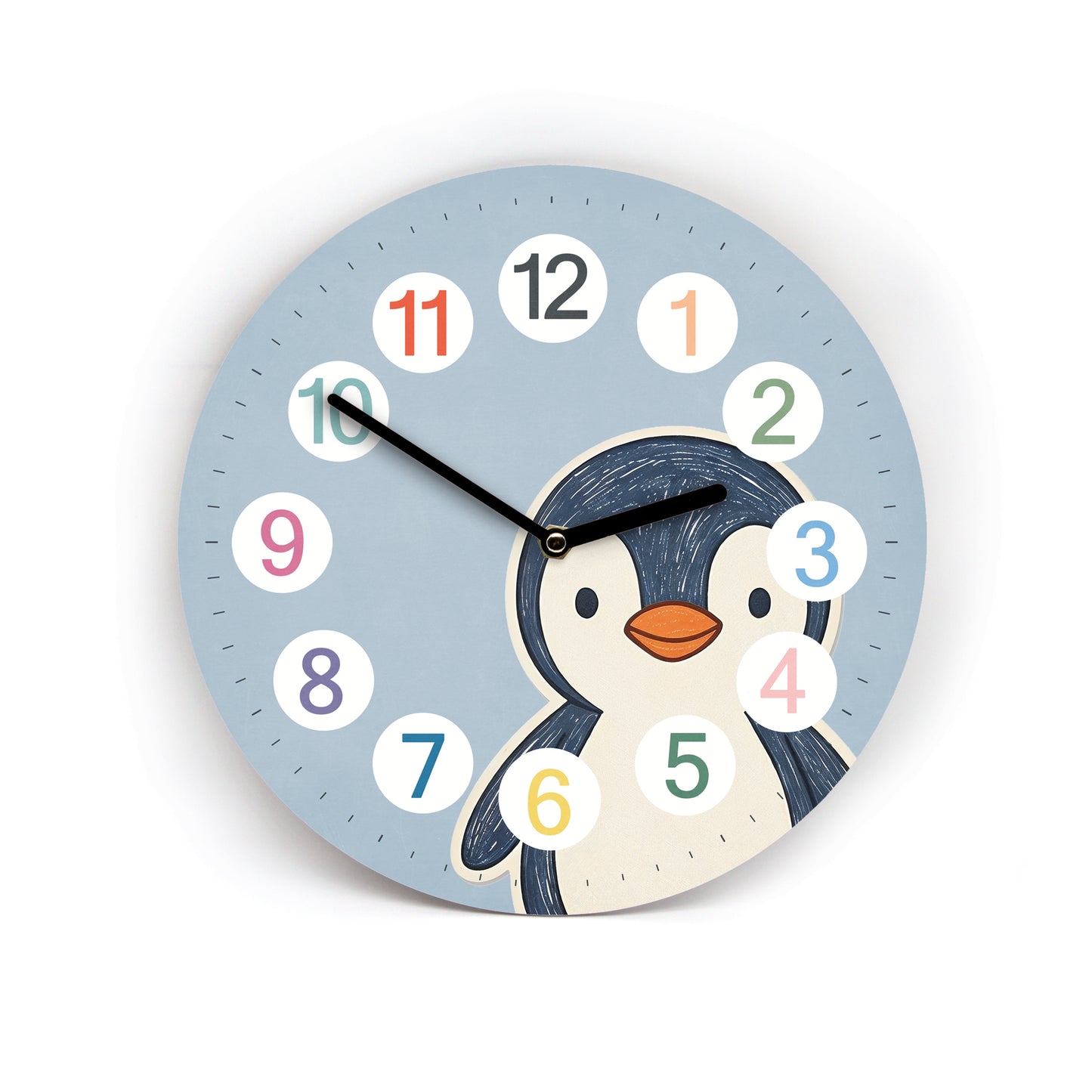 Kinder Wanduhr Pinguin - Ohne Ticken - mit Namen - 3 Größen 20 Farben zur Auswahl - Kinderzimmer Uhr - Große Zahlen