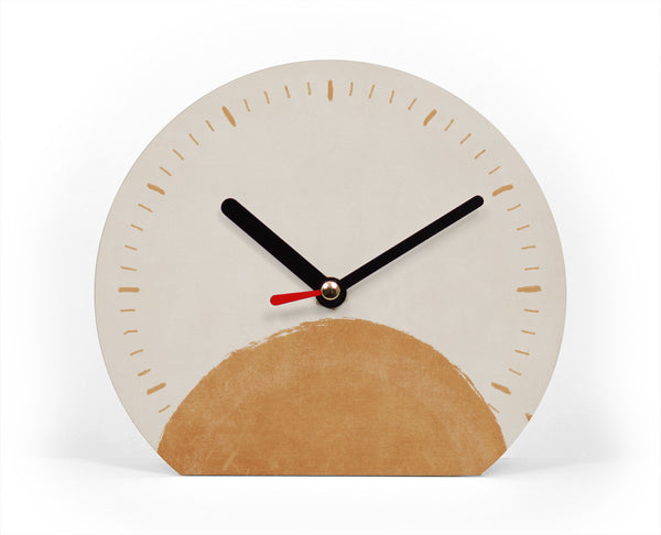 Tischuhr - Sonne Boho Stil - Farben Brauntöne - Warm und gemütlich - Uhr zum Hinstellen - Leises Uhrwerk - Modernes Design