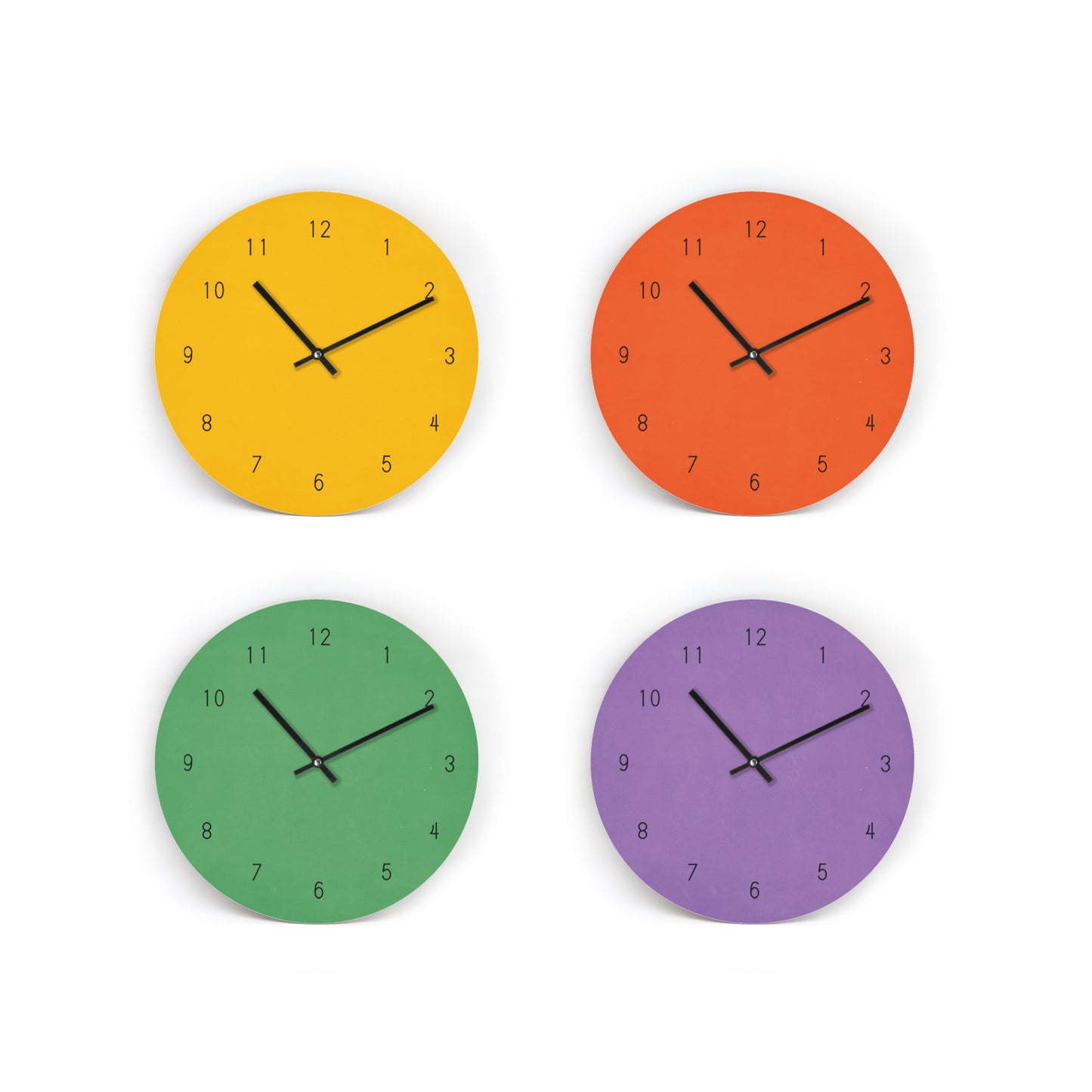 Wanduhr in 6 kräftigen auffälligen Eklektik Farben - Auswahl - Mit und ohne Striche und Zahlen - 3 Größen von Mini bis Groß - Leises Uhrwerk