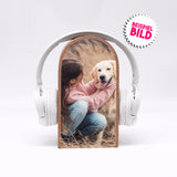 Kopfhörerhalter mit DEINEM Foto - Lieblingsbild Pärchen Haustiere Kinder auf massiven Ständer für Kopfhörer - Praktisch Individuell Schön