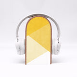 Kopfhörerhalter - Gelbes Muster - Ständer für Kopfhörer - Massiv - Schöner und praktischer Platz für Kopfhörer u Headset - Schickes Design