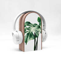 Kopfhörerständer - Monstera - Halterung für Kopfhörer - Massiv - Für Tisch und Wand - Platz für Kopfhörer u Headset - Natur - Pflanzen Style