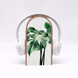 Kopfhörerständer - Monstera - Halterung für Kopfhörer - Massiv - Für Tisch und Wand - Platz für Kopfhörer u Headset - Natur - Pflanzen Style