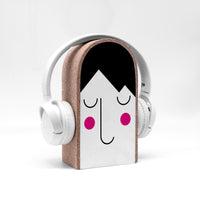 Kopfhörerständer - Abstract Portrait - Halterung für Kopfhörer - Massiv - Für Tisch und Wand - Platz für Kopfhörer - Schönes Motiv - Kork