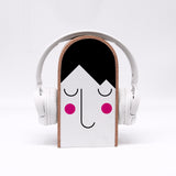 Kopfhörerständer - Abstract Portrait - Halterung für Kopfhörer - Massiv - Für Tisch und Wand - Platz für Kopfhörer - Schönes Motiv - Kork