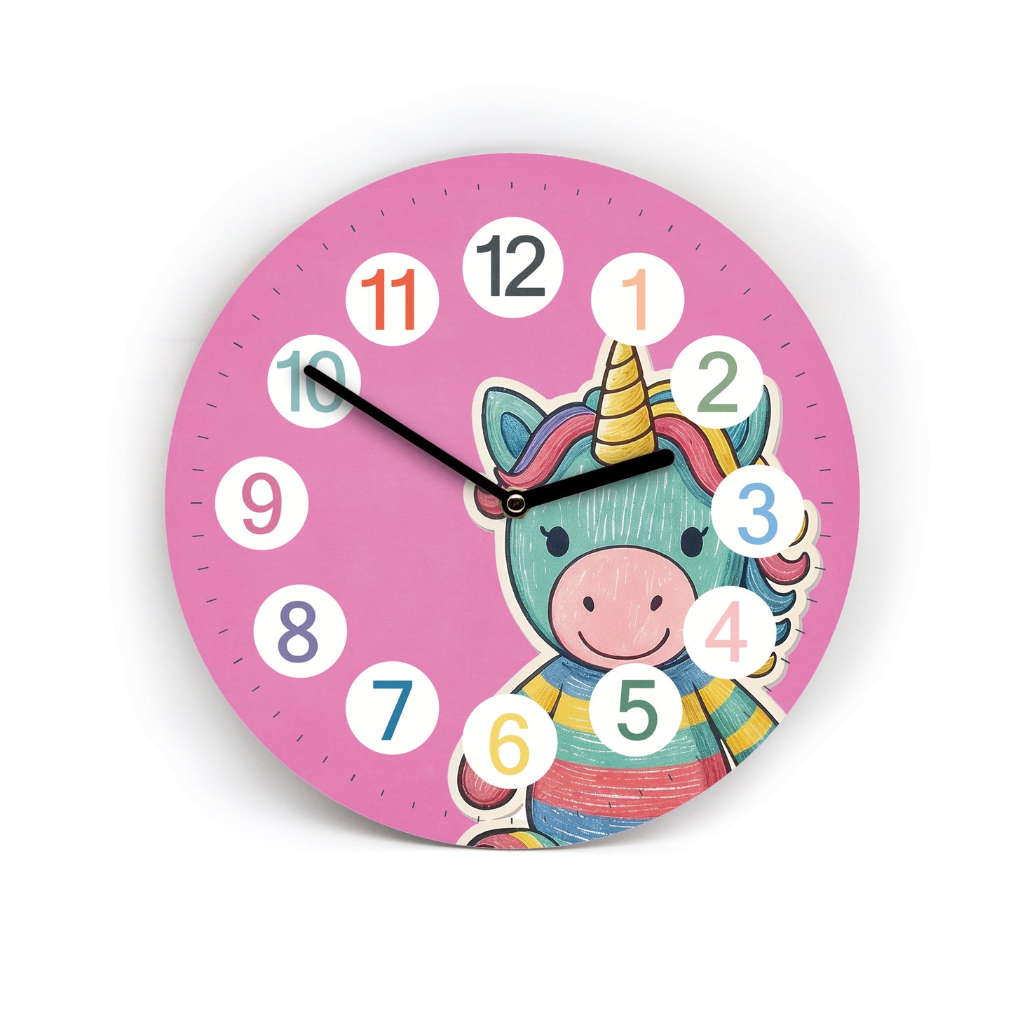Kinder Wanduhr Einhorn - Ohne Ticken - mit Namen - 3 Größen 20 Farben zur Auswahl - Kinderzimmer Uhr - Große Zahlen