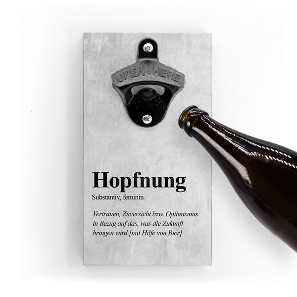 Flaschenöffner mit Magnet - Hopfnung Bedeutung - Dictionary Style - Lustiges Geschenk für optimistische Biertrinkende - Für Küche - Deko