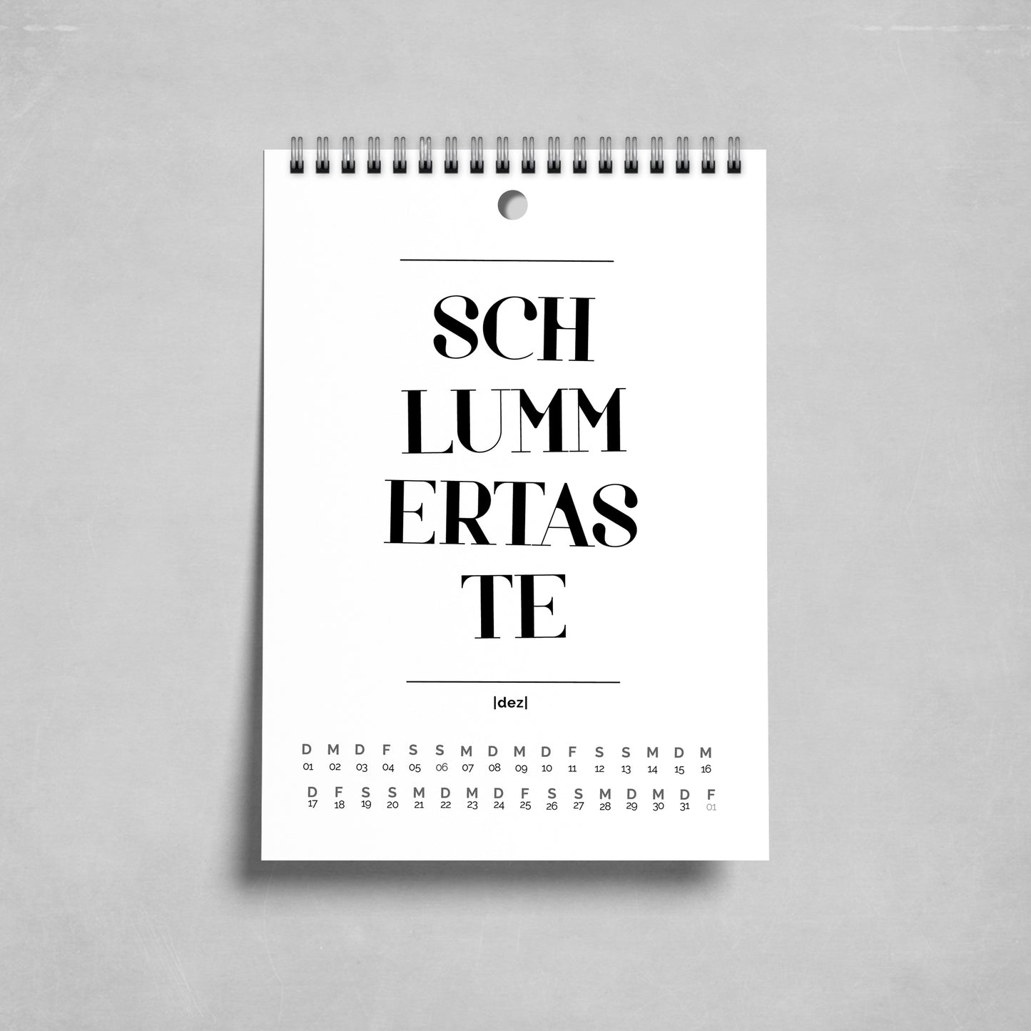 VERGISSMEINNICHT Kalender 2026 - Schöne Wörter - Größe A6 A5 A4 - Als Wandkalender oder Tischkalender - Schönes Geschenk - Einwort - Typo
