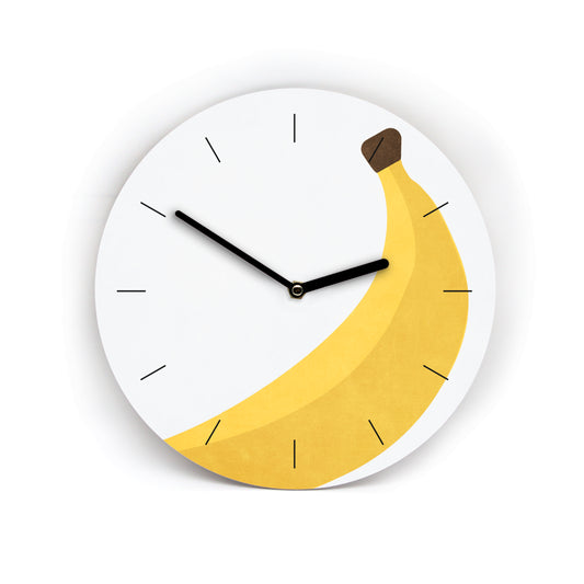 Wanduhr Obst Illu Style - 3 Größen - Frisch und Fruchtig - Apfel - Banane - Kirsche - Birne - Zahlen & Striche - Uhrwerk leise