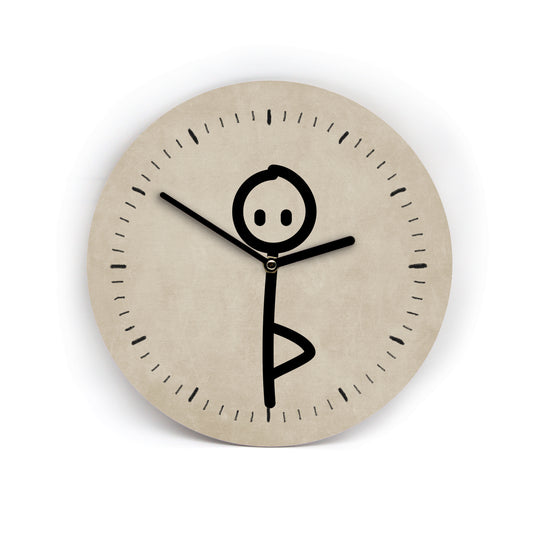 Lustige Wanduhr Yoga Figur - Arme bewegen sich im Kreis - 23 cm Groß - Yoga Geschenk - für Yoga Fans - Farbvarianten - Schleichendes Uhrwerk