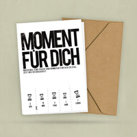 Abreisskarte - Moment für Dich - Verschenke Zeit - Nimm dir Zeit - Postkarte als Reminder - Achtsamkeit - Mit Namen - 2 Karten - 1 Umschlag
